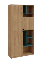 KSR6-83 L skříň šatní, 1x výsuvné ramínko, dvířka, niky, 2053x1022x400 mm, provedení levé, korpus a